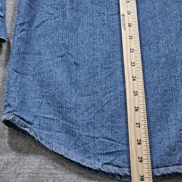 Chico's Design Shirt Womens 2 / L Denim Zip Embellished Embroidery LS Cotton VTG - Picture 8 of 16